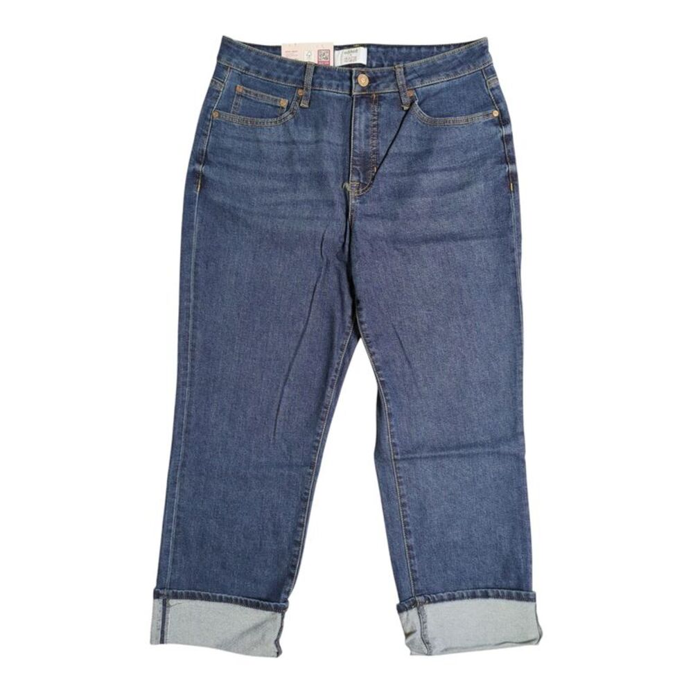 Dark Wash - Edited by Hunter McGrady Women's Cuffed Wide Leg High Rise Jean, Plu